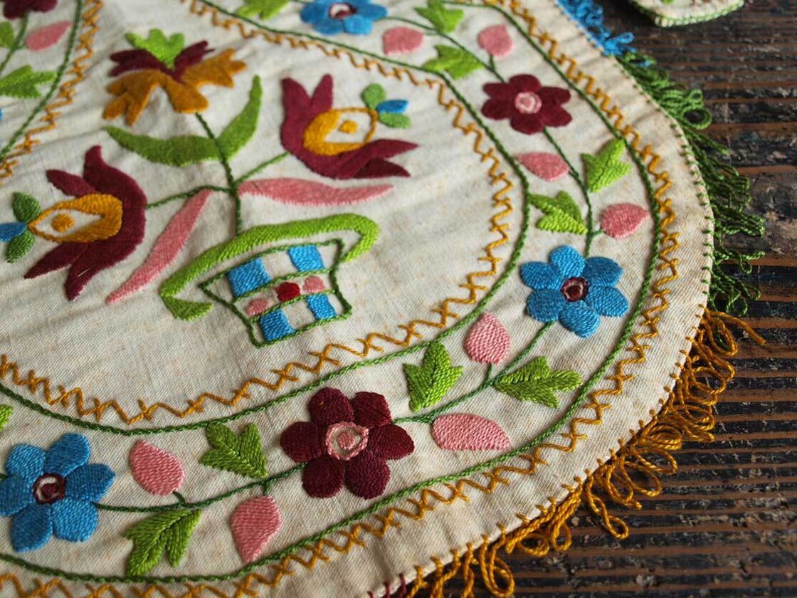 手刺繍のエプロン 1940年 北欧 ドール衣装に メルスリー 時代衣装 