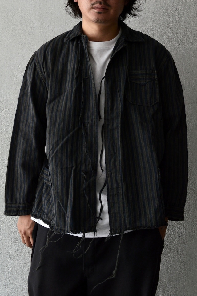 VENTITANK PROJECT Bulgarian Army 1950's-60's Dead Stock Custom Remade & Dyed Sumi Kuro Sleeping Shirt Jacket Type Navy Multi1 ブルガリア軍 スリーピングシャツ ジャケット 50s 黒染め