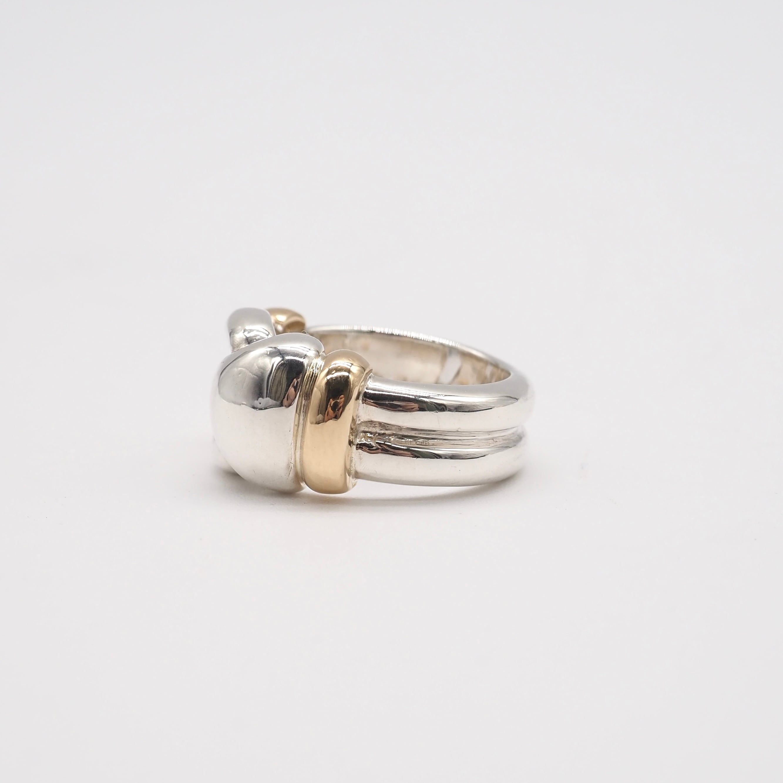 Tiffany&Co. 約12号 ワイドノット コンビ リング シルバー925 K18