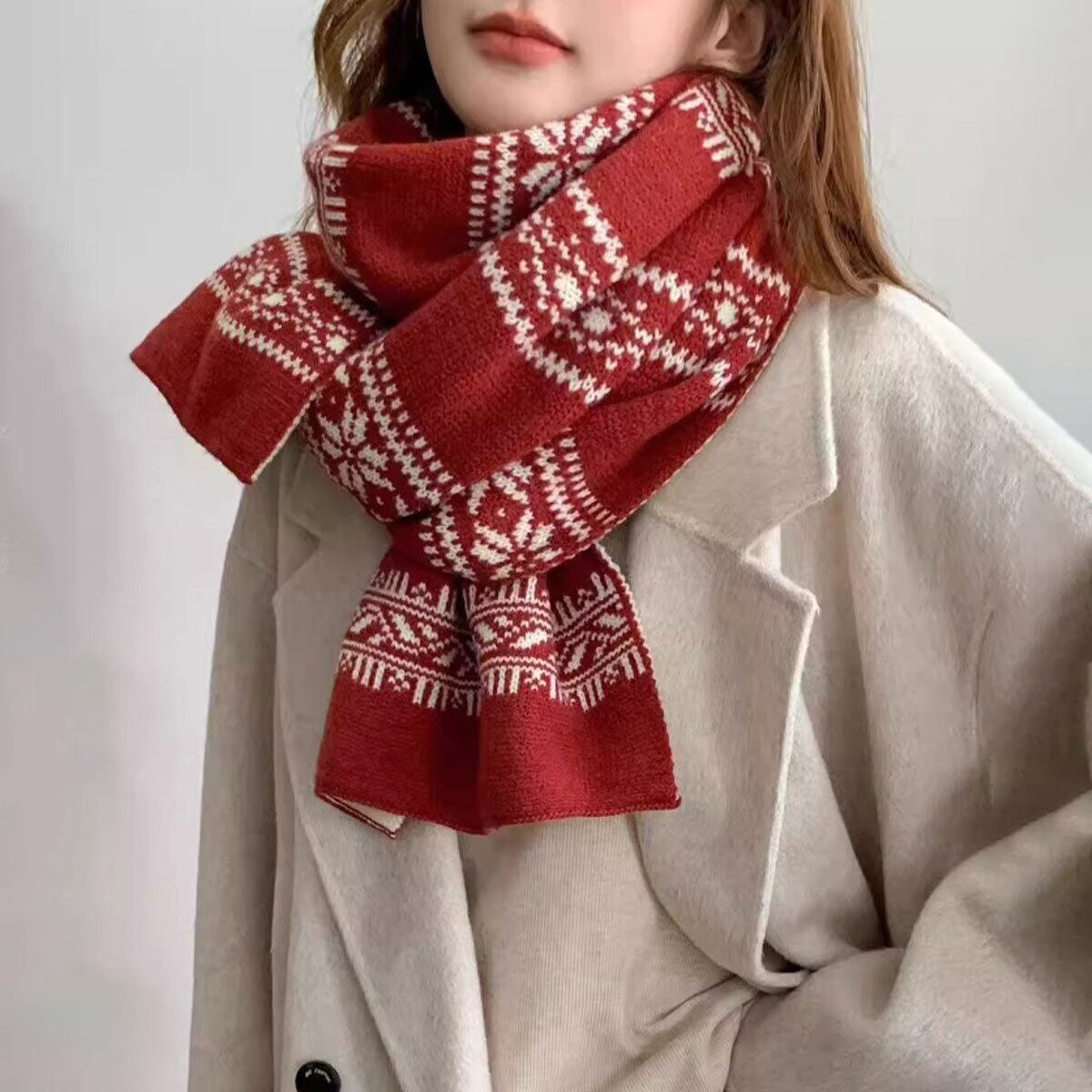 ノルディック柄 北欧風 マフラー 防寒 保温 レディース 秋冬 おしゃれ きれいめ 大人 かわいい プレゼント ギフト クリスマス 誕生日 大人可愛い 大人女子