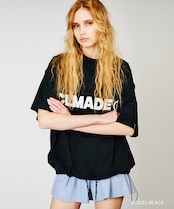 ロゴプリントドローコードルーズTシャツ (BLACK) CQ-48039