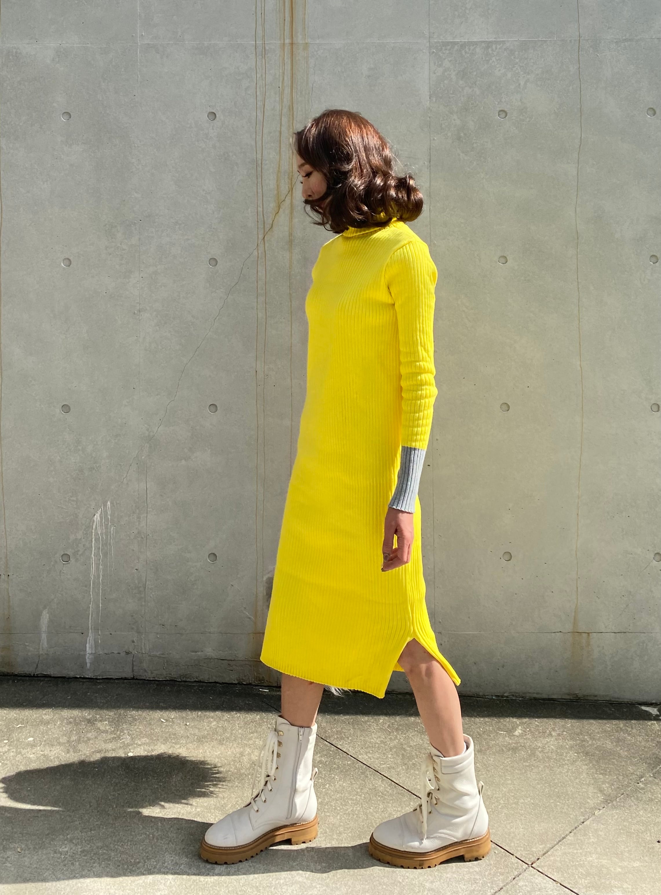 イエロー&グレーニットワンピース | セレクトショップベリンダ