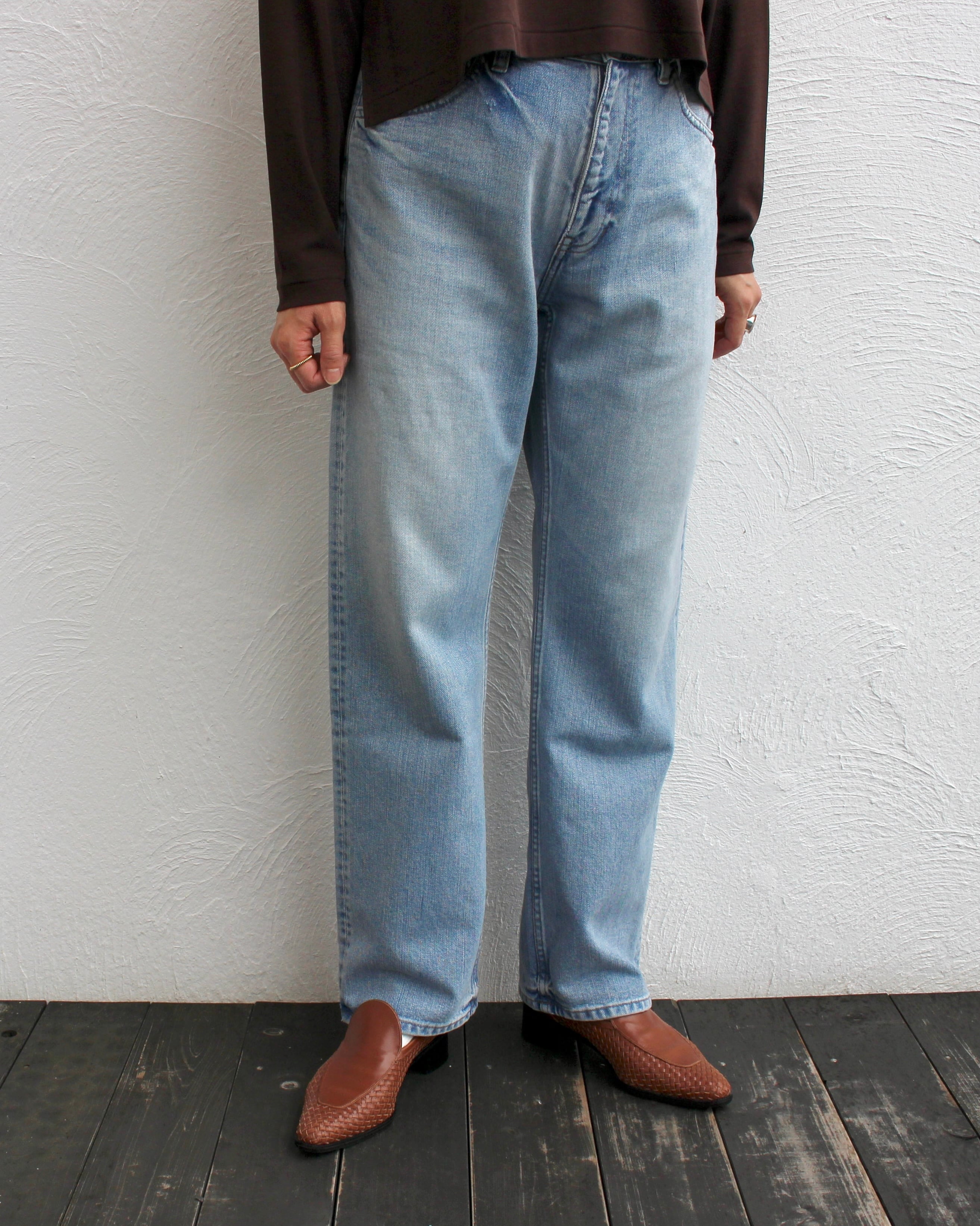 ATON/denim straight pants