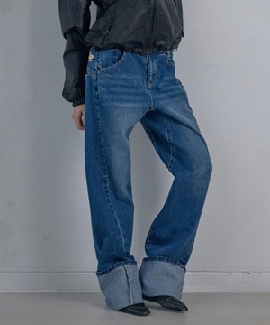 [SCULPTOR] Applique Roll-Up Denim Brushed Indigo