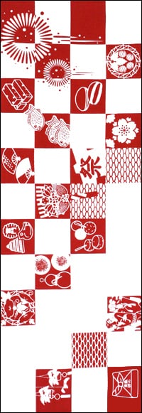 手ぬぐい「浅草みやげ べんがら色」 | 手ぬぐい 染の安坊