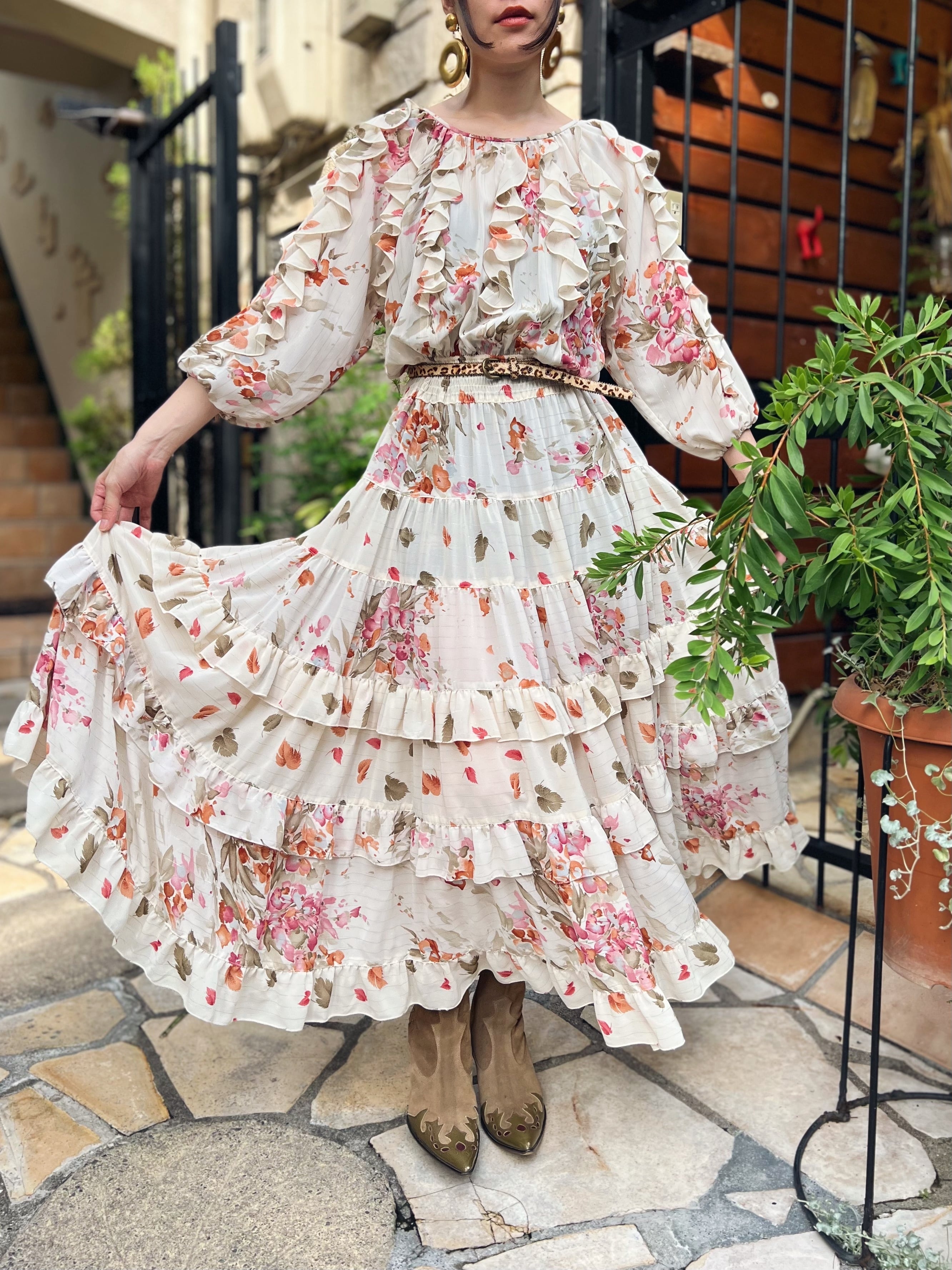 vintage＊off-white flower dress