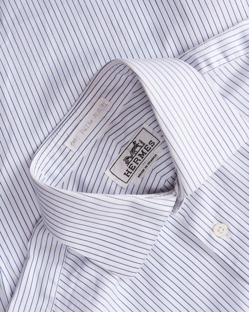 [2010s] "HERMES" Cotton Stripe Shirt (Designed by Veronique Nichanian / Made in France)