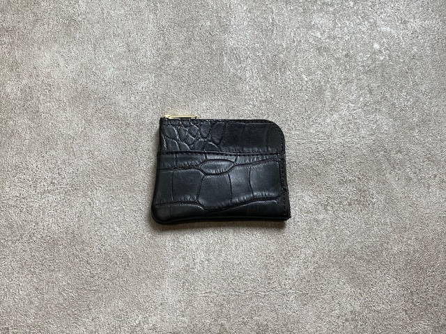 L-shaped Small Wallet: (crocodile embosses) Color : Black