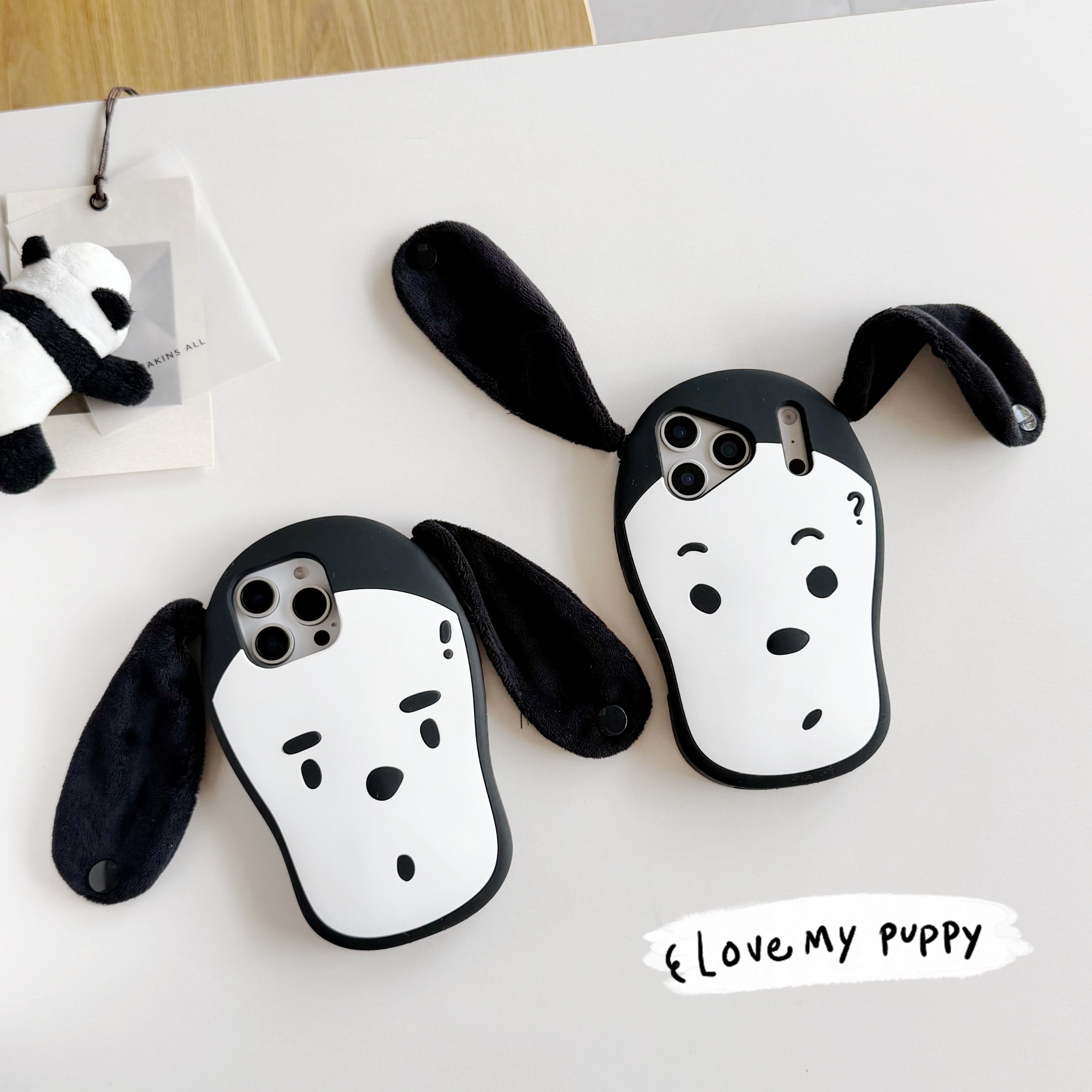 リトグリカーとスマホケースとヘッドホン 耳付きワンちゃん iPhone 17 16 15 14 13 ケース 犬 可愛い シリコン