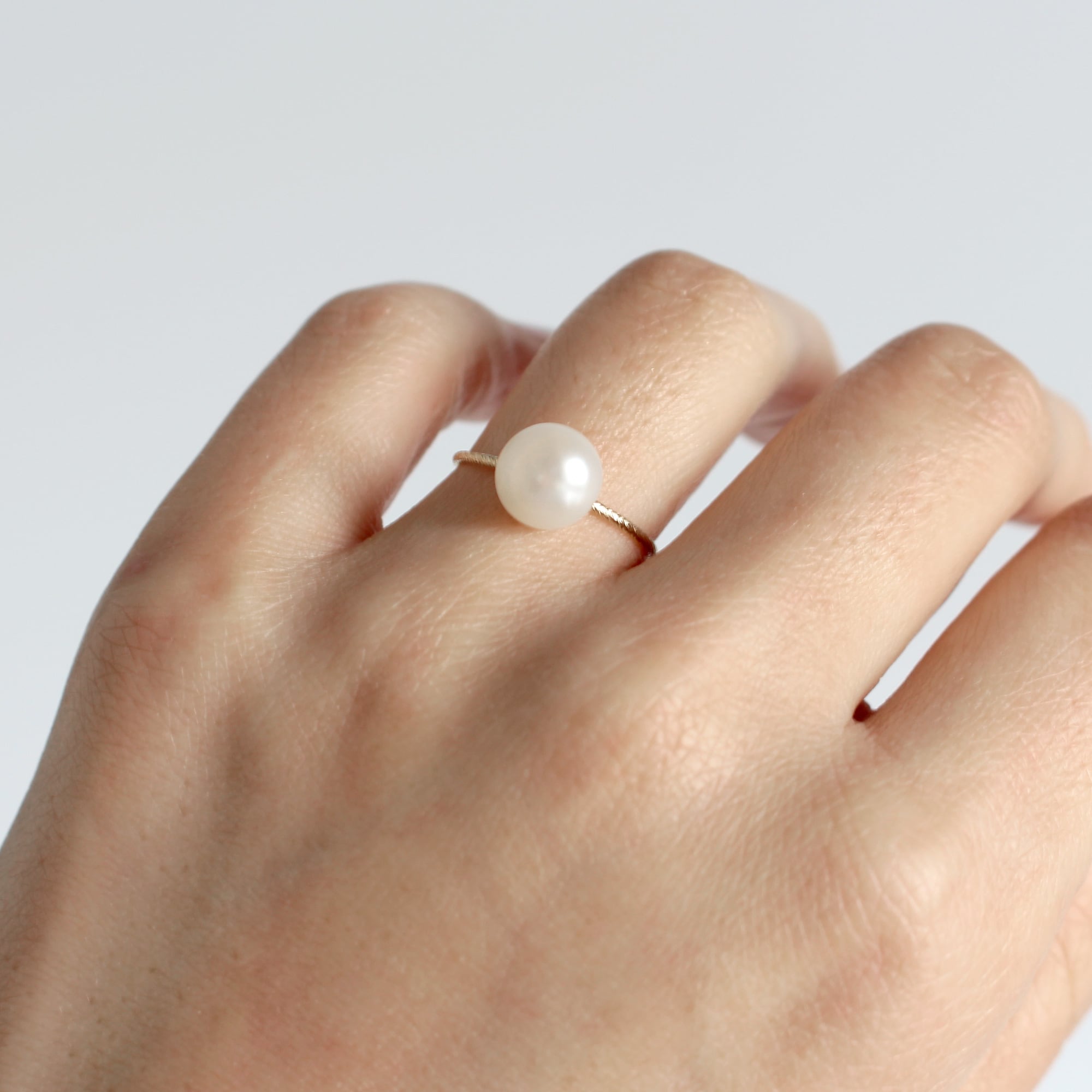 14kgf 琵琶湖パール 淡水真珠 一粒 リング / TSUBU pearl ring（y1