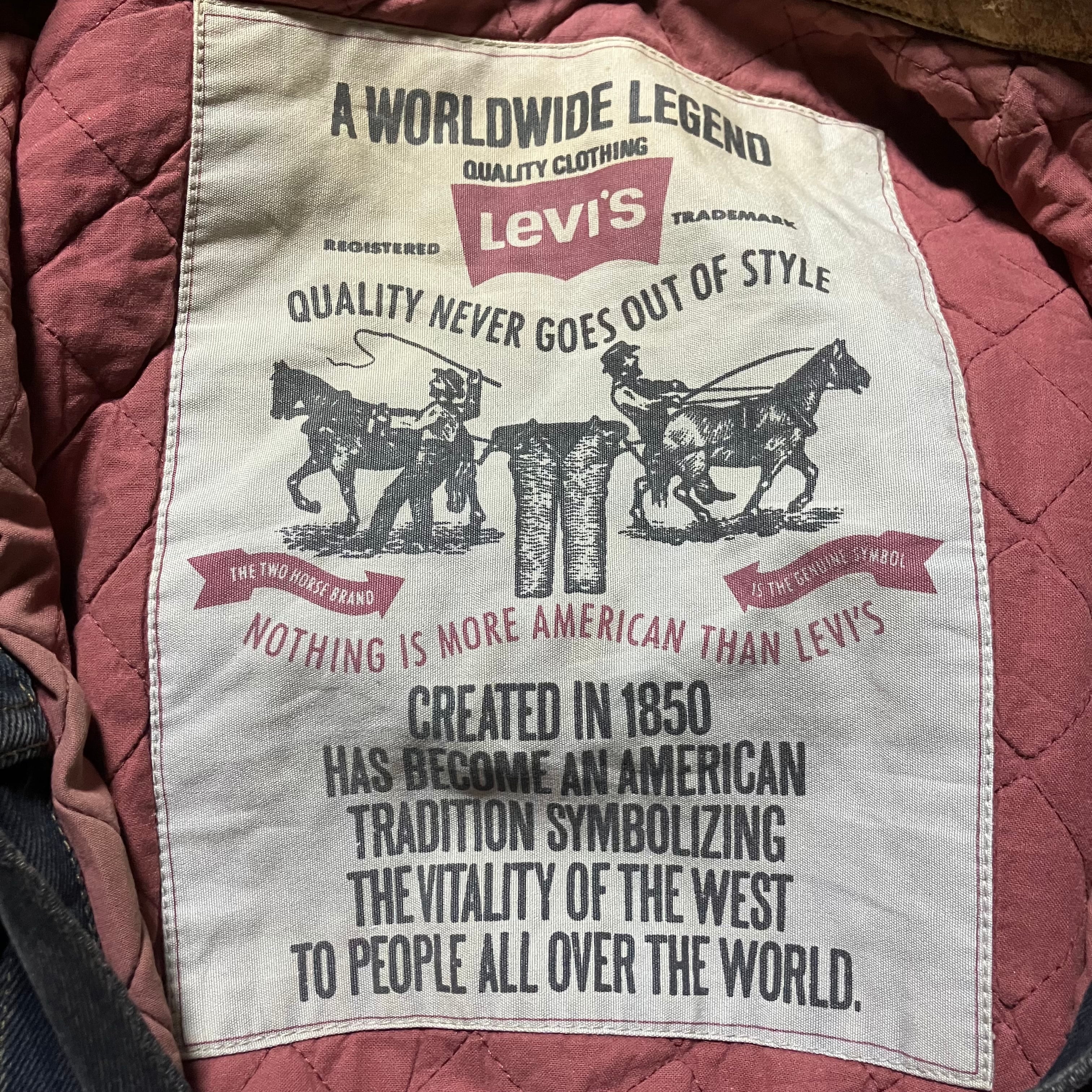 90s Levi's リーバイス キルティング デニムジャケット 襟レザー