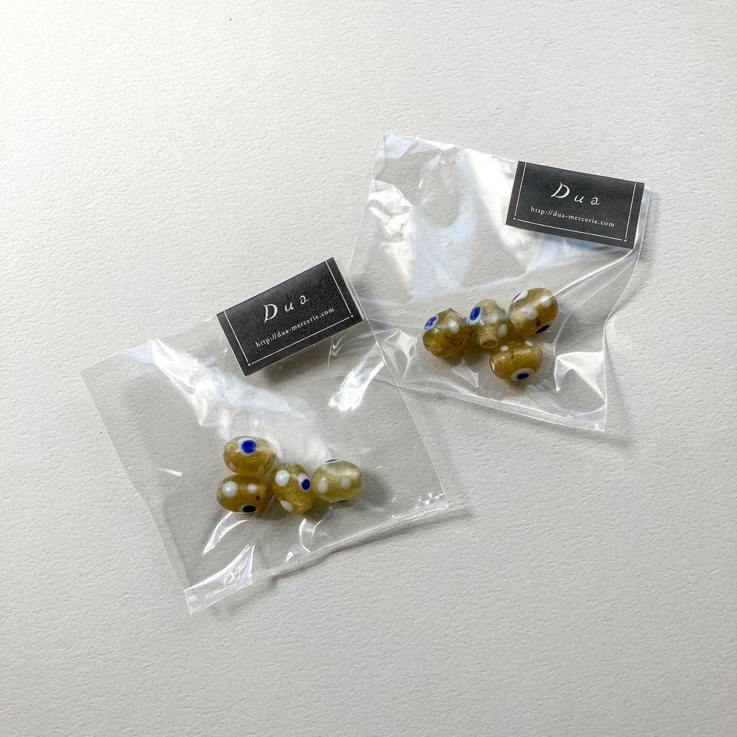水玉模様の樽型ガラスビーズパック（4p） | Dua-アクセサリーパーツ