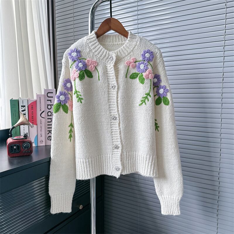 【outer】立体フラワーニットカーデ M25576