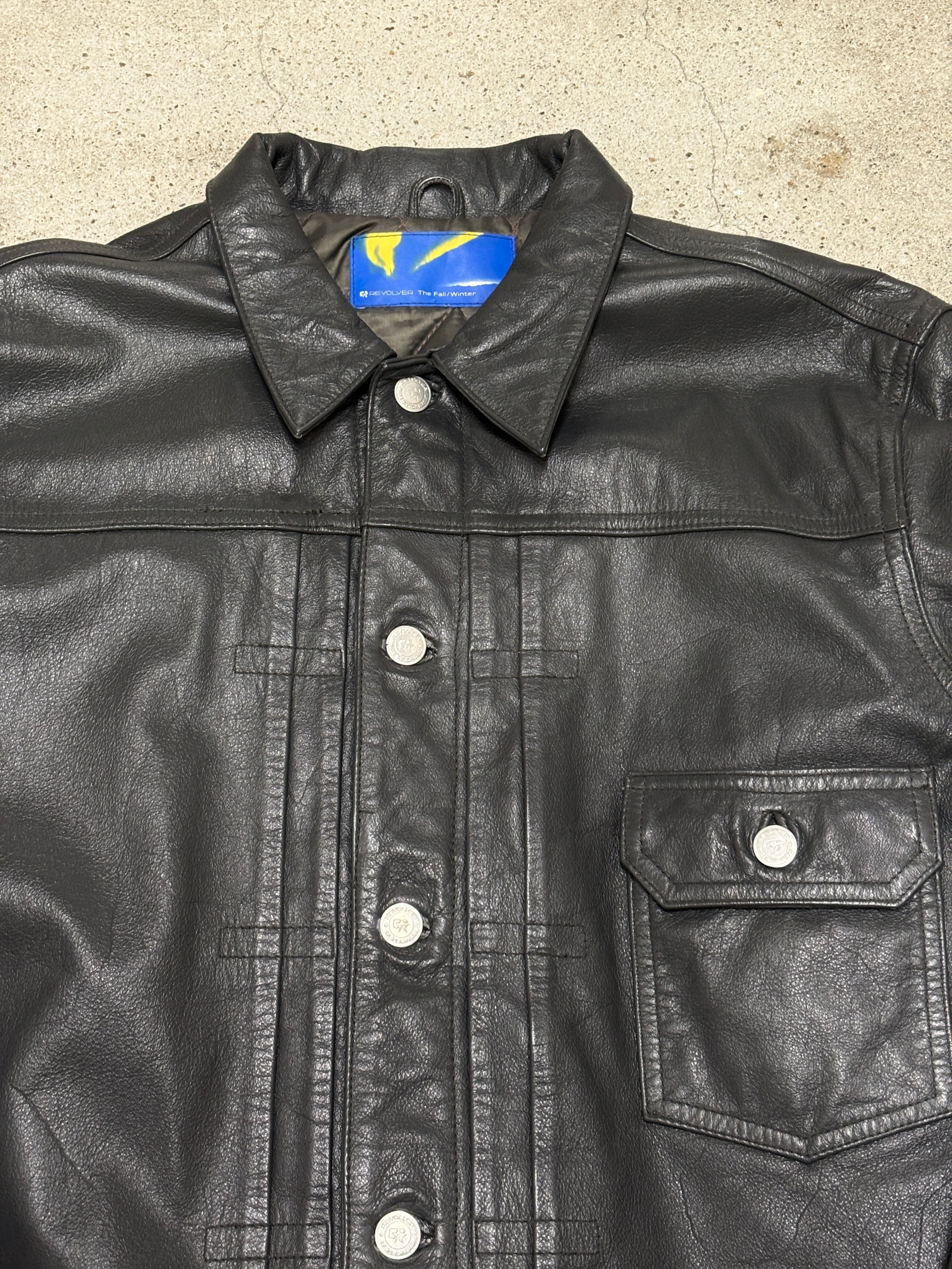00s REVOLVER/Leather Trucker Jacket/1st type/M/レザ－トラッカー