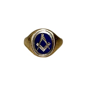 vintage c1979 masonic 9ct gold swibel ring
