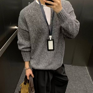 Vネックルーズシンプルニット　1074