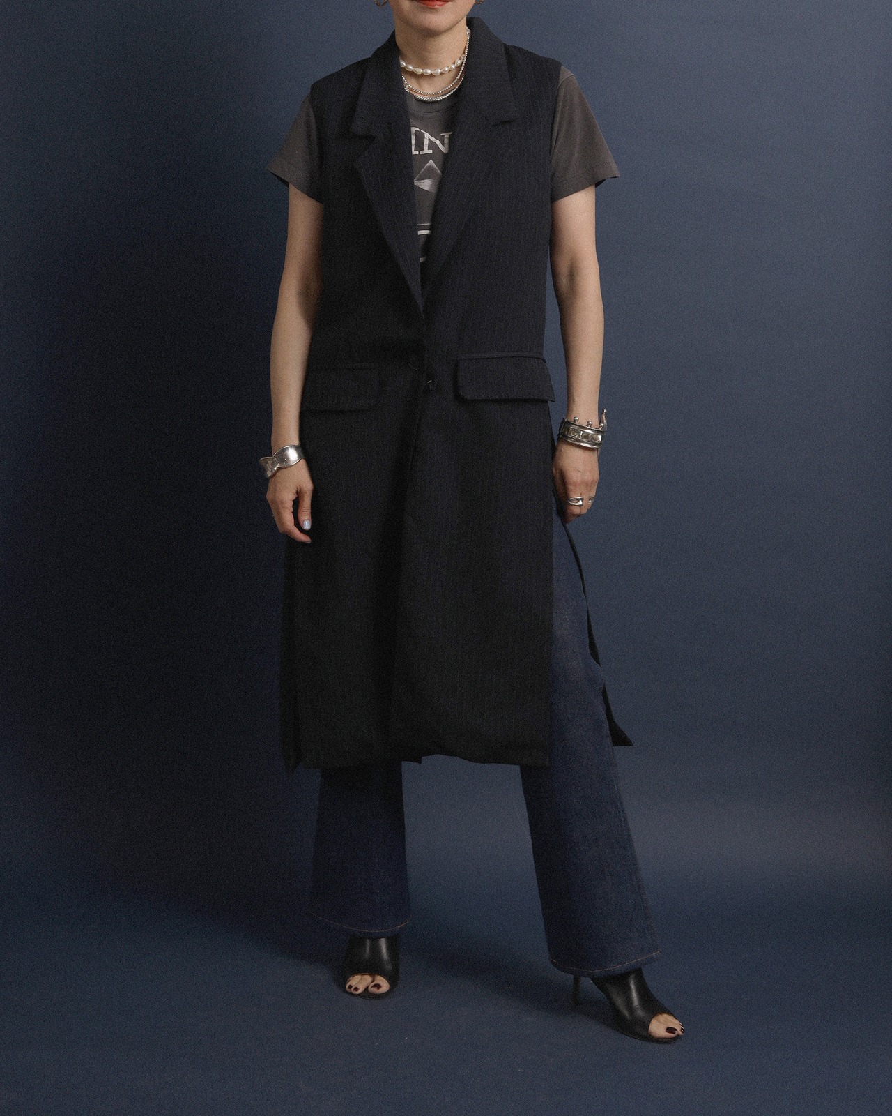 Helmut Lang / Striped Long Vest - 1