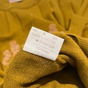 DOLCE ドルチェ エンブレム刺繍 リブ編み クルーネック ニット セーター 46/マスタード系 メンズ レトロ