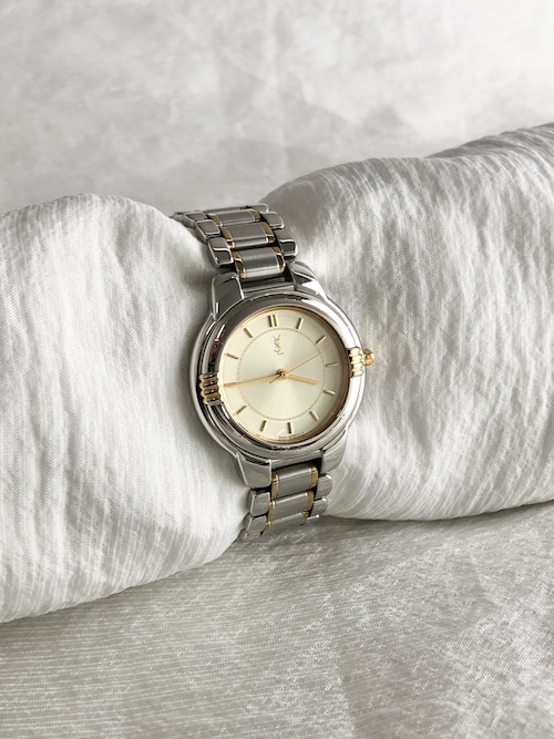 Yves Saint Laurent イヴ・サンローラン 腕時計 シルバー ステンレススチール クウォーツ 6031-G11246TA vintage ヴィンテージ オールド vv2bv3
