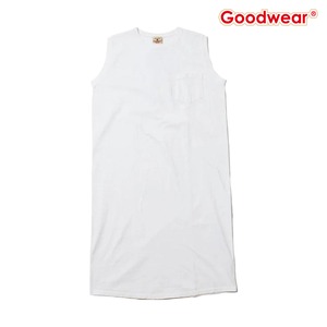 GOODWEAR グッドウェア スリーブレス ポケット ワンピース ロング 26SS レディース ノースリーブ ワンピース USAコットン ヘビーウェイト 綿100％ 130033 WHITE