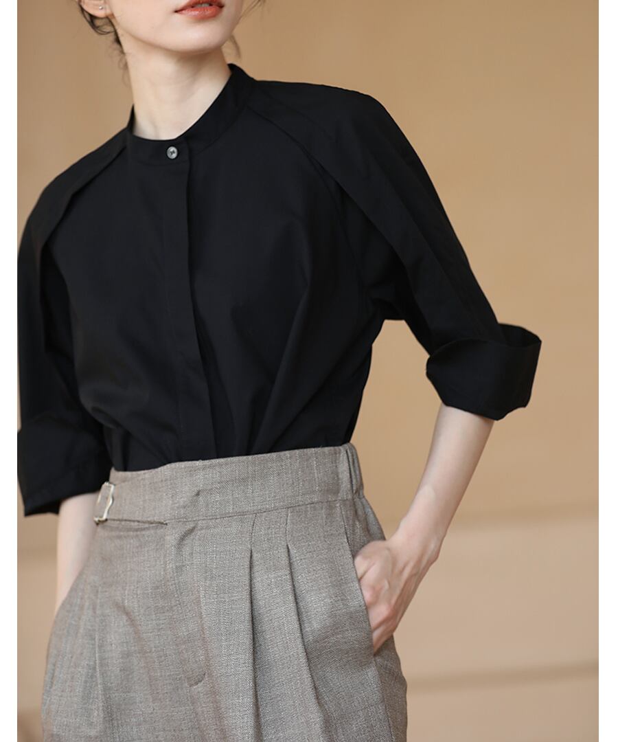 モックネックシャツ◆七分袖【t-10426】