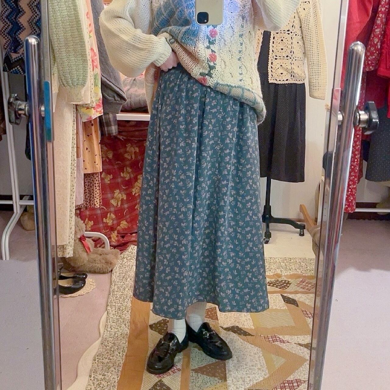 mini leaf green gather skirt