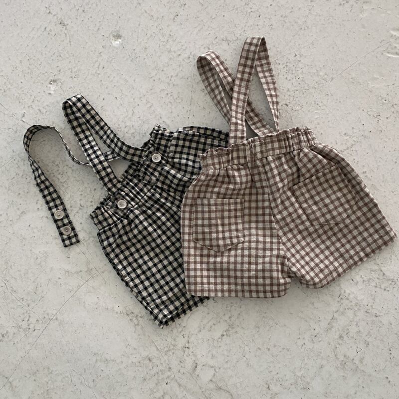 【BABY&KID】韓国風 チェック柄サロペット
