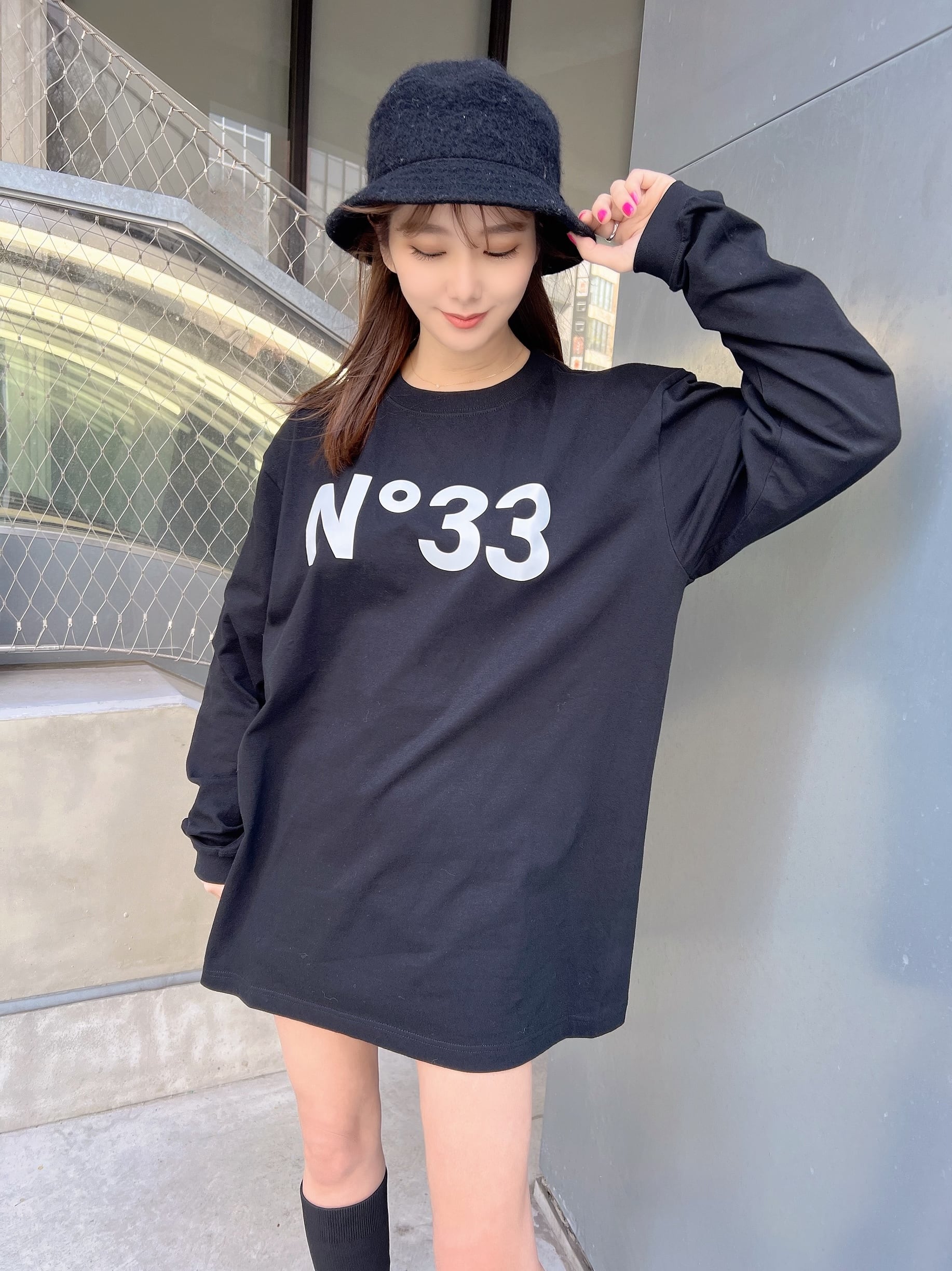 N°33ロングスリーブTシャツ (BLACK・黒) | NUMBER33 (ナンバーサーティ