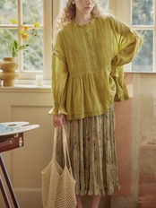 Olivier Linen Pintuck Lace Blouse F0691