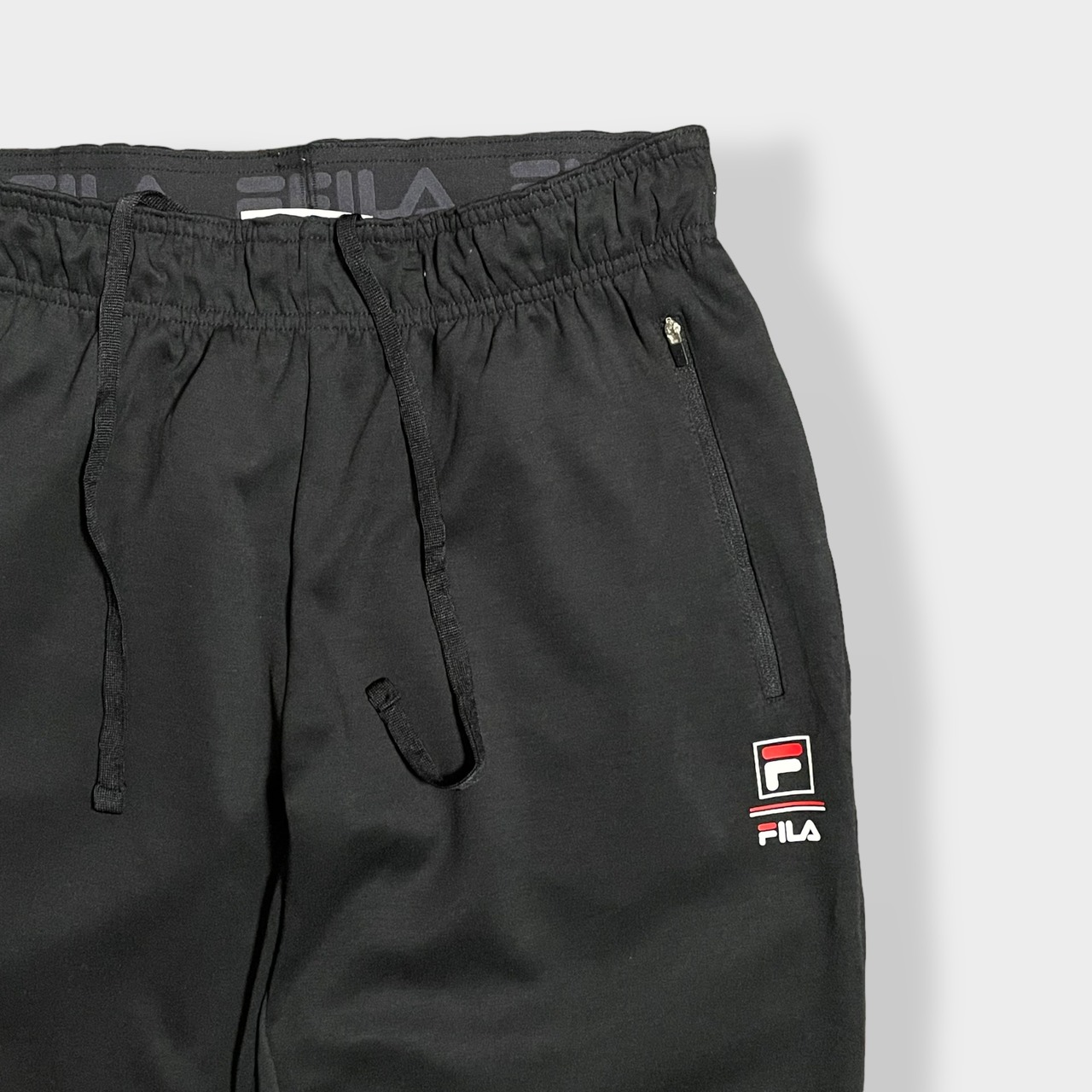 【FILA】トラックパンツ ジャージパンツ トレーニングパンツ ジャージ下  ロゴ プリント ブラック フィラ US古着
