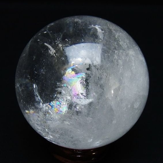 水晶 丸玉 虹入り 64mm スフィア 置物 水晶玉 一点物 151-8709