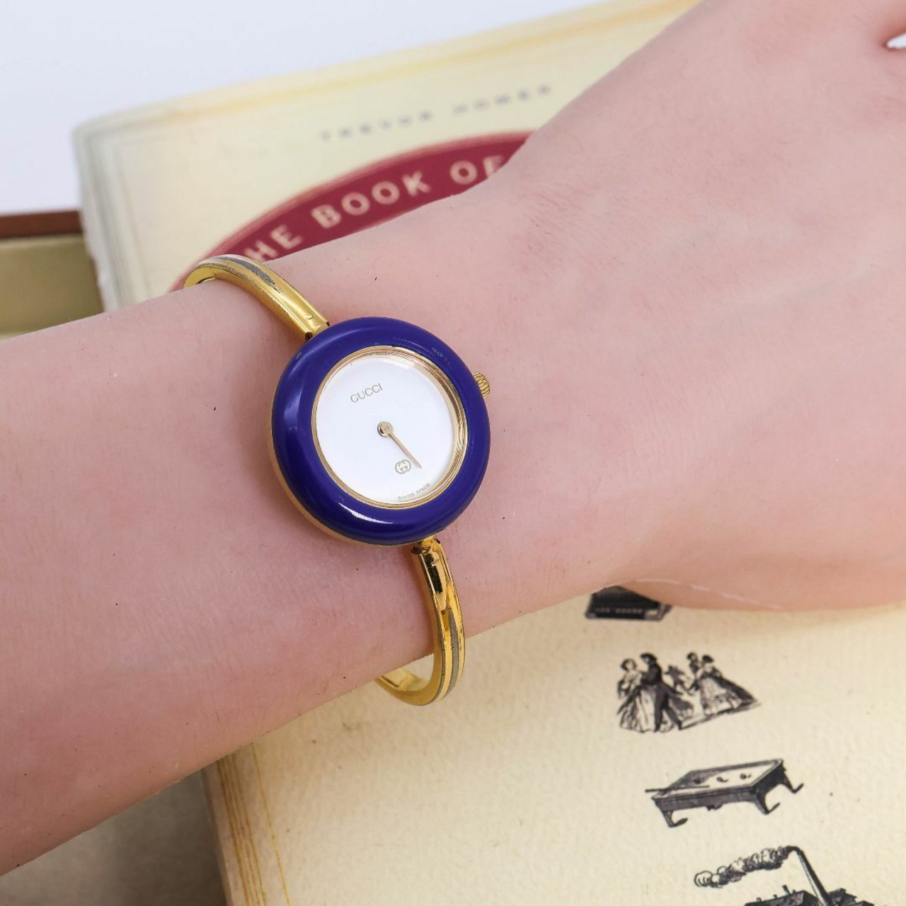 ◇稼働 GUCCI 腕時計 チェンジベゼル バングル オールドグッチ w 