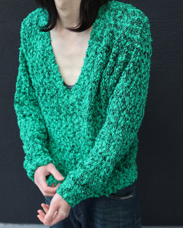 loosevneck mesh knit