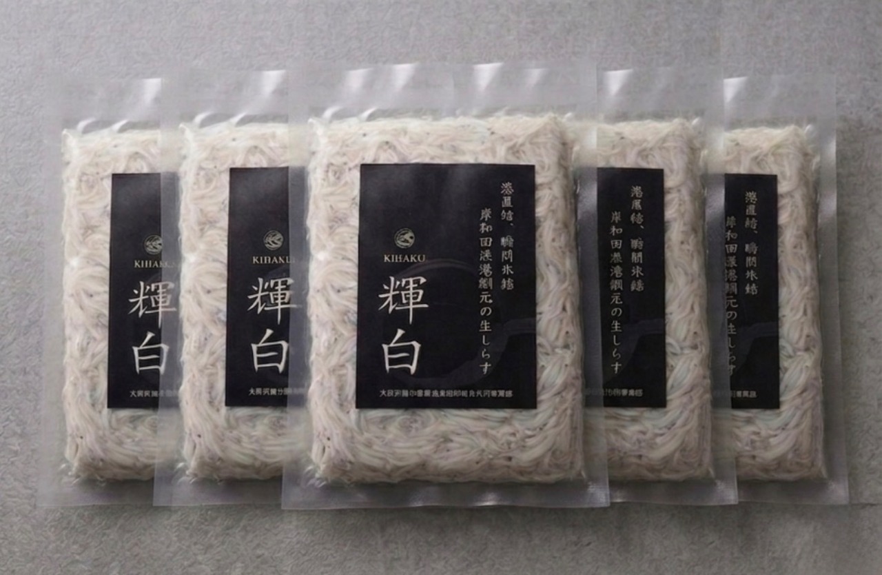 大阪府鰮巾着網漁業協同組合共同事業部 スラリー瞬間凍結 生シラス 輝白 -KIHAKU- （100g×5pc）
