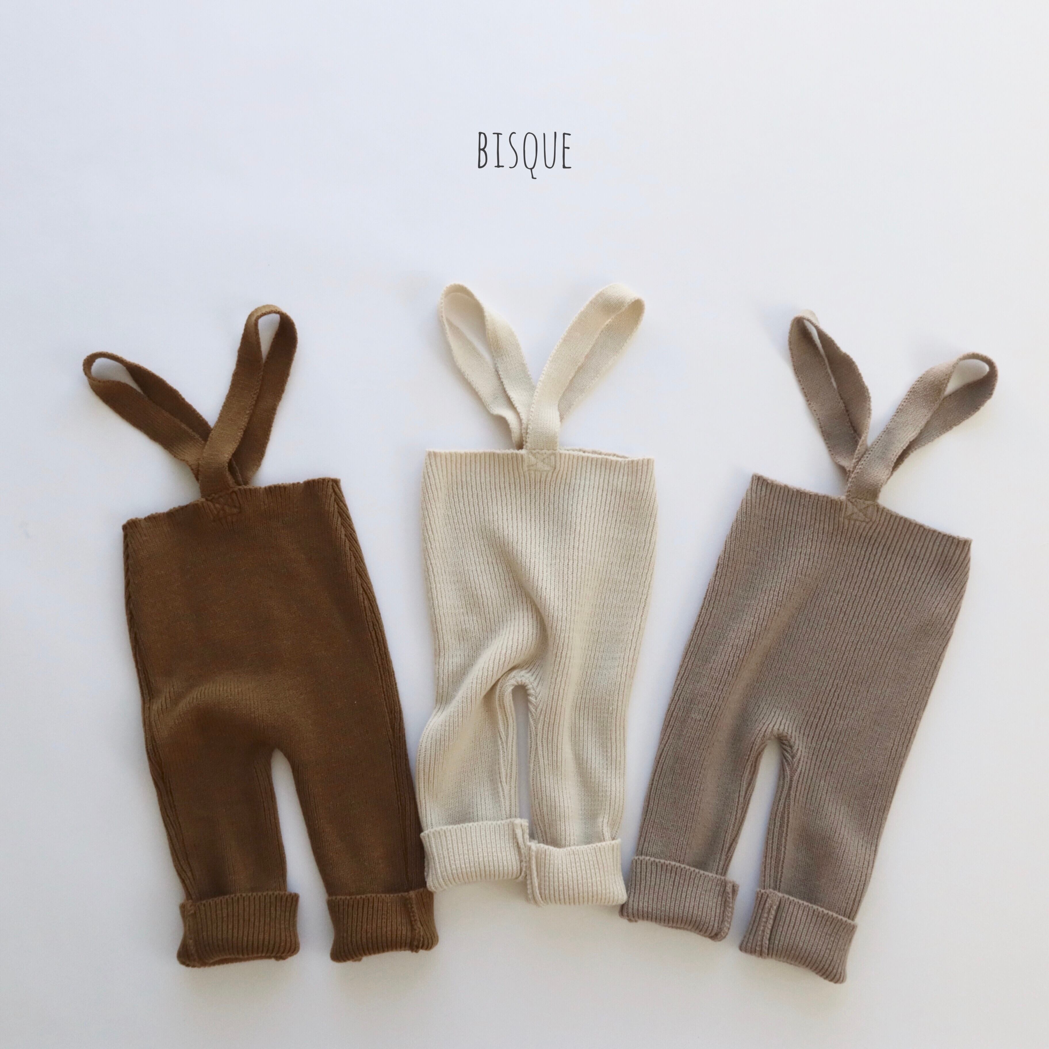 サスペンダーニットパンツ 韓国子供服 Bisque びすく