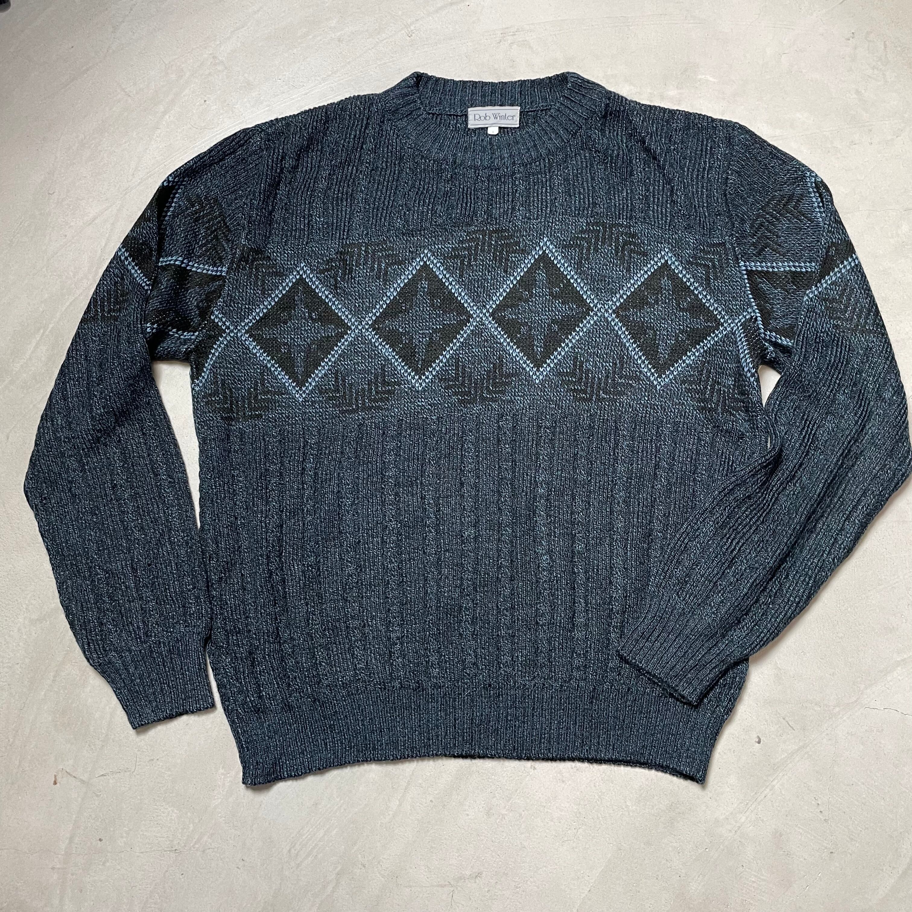 Rob winter ガイル チェック柄 アクリルニットセーター メンズS 古着 【ニットセーター】