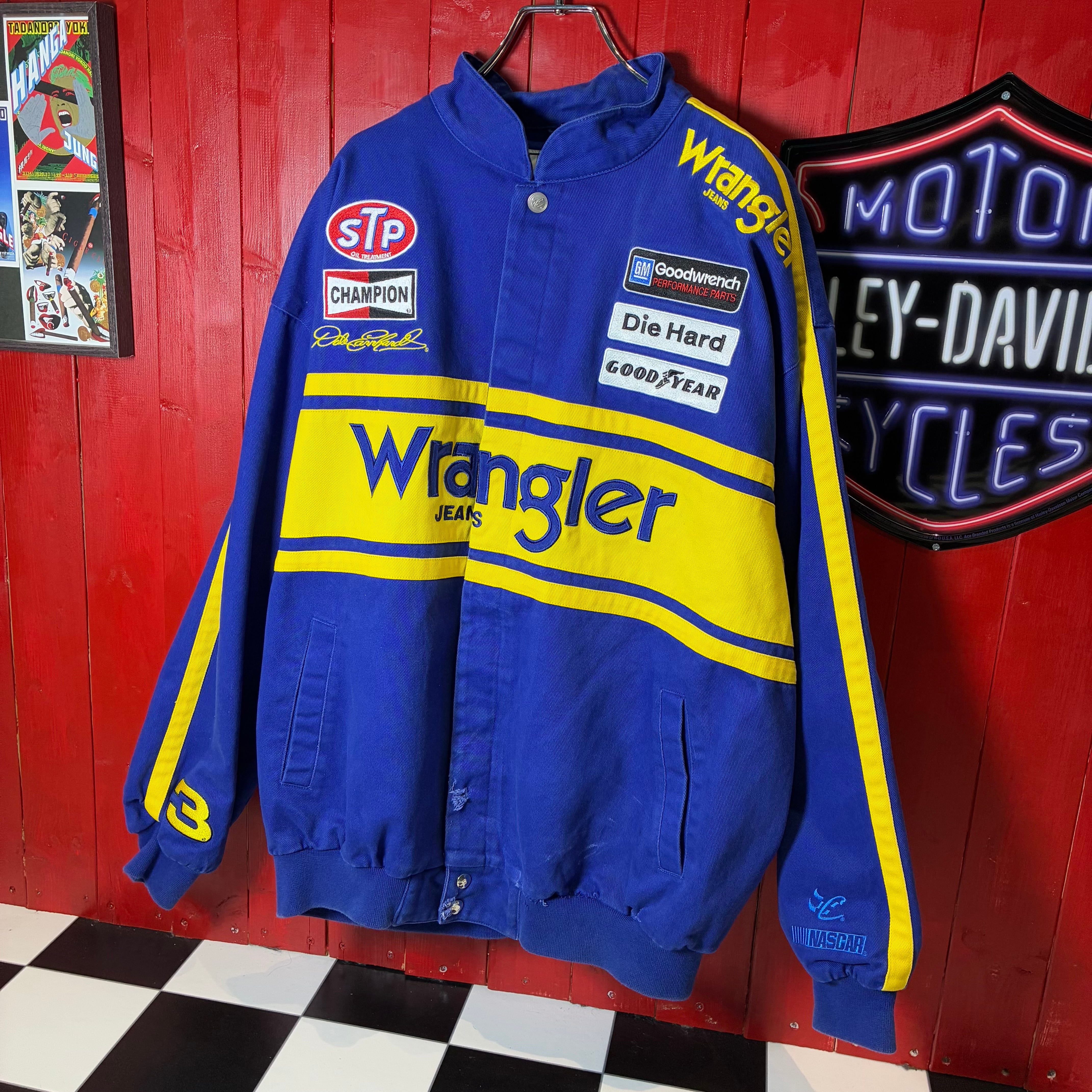 CHASE NASCAR レーシングジャケットWrangler ラングラー 青黄 フルデコ