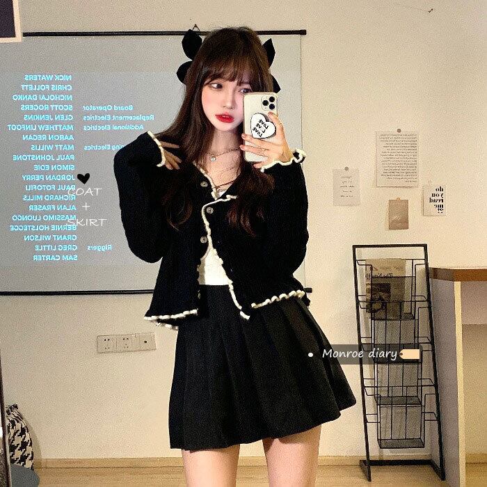 スタンダードスカート オータムウィンターセーター コート スタイル レトロ 秋物 冬物 モンロー1821899774