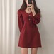 ワンピース ドレス ミニ丈 大人可愛い お洒落 ウエストマーク オルチャン 韓国 ファッション オシャレ ママ  お出かけ 女子会 インスタ映え　カジュアル お出かけ 女子会 デート 体型カバー 休日 普段使い 10代 20代 30代 40代
