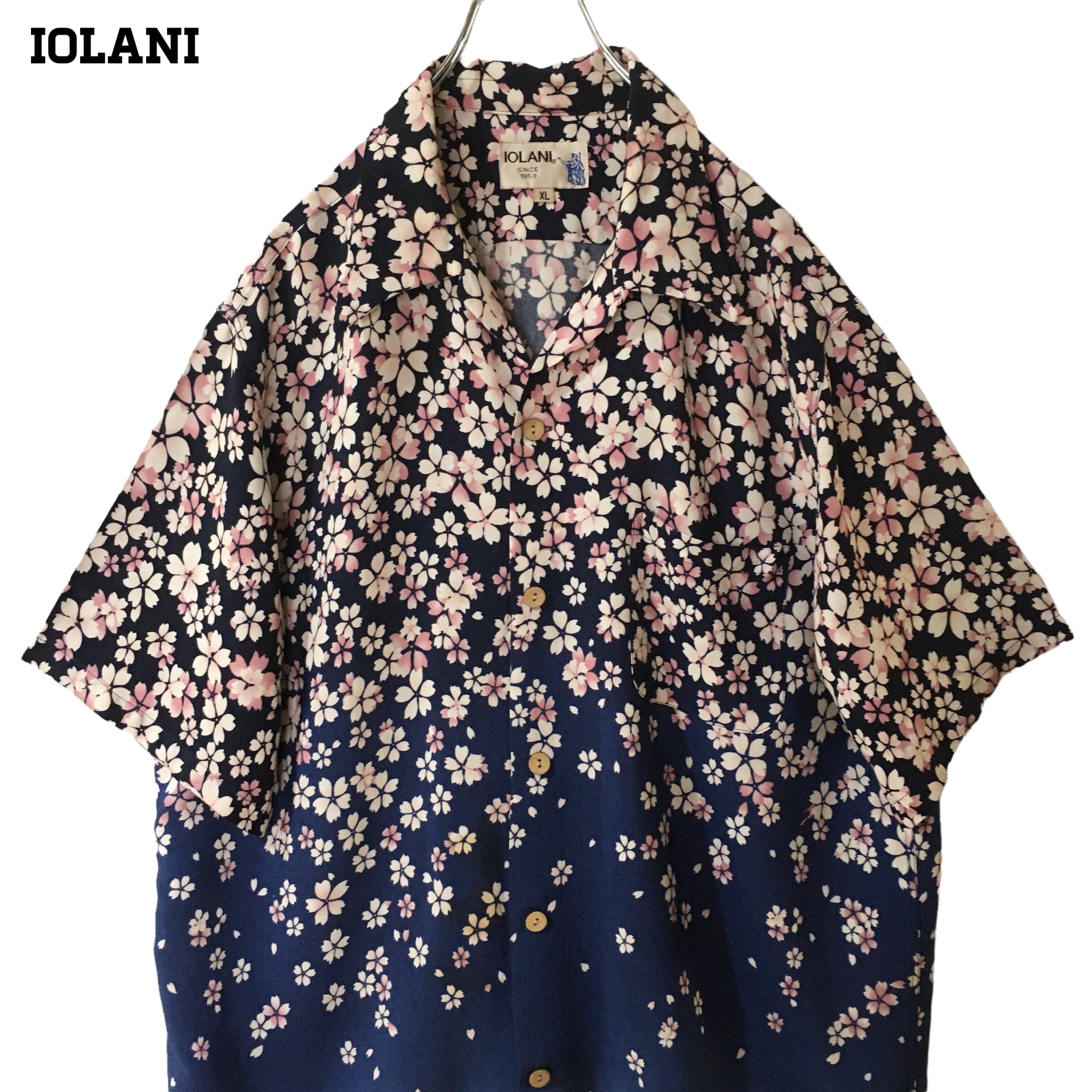 IOLANIイオラニ アロハシャツ レーヨン100% 桜吹雪 柄シャツ 和柄 