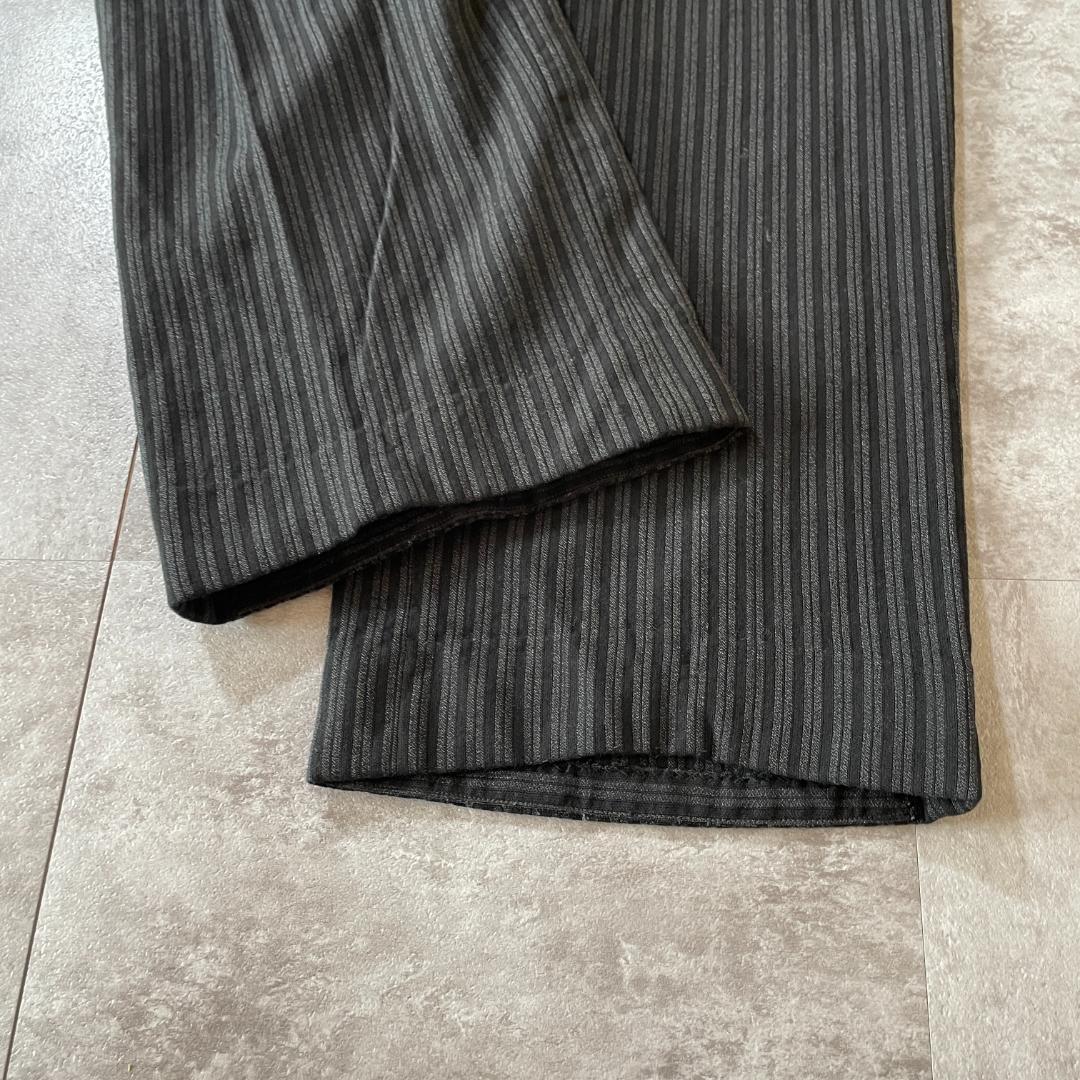 30-40s 針式シンチ フレンチワーク ストライプ ブラック パンツ W31 | ib2