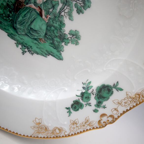 #オールドマイセン プレート グリーンフラワー 金彩装飾P-3 マイセン Meissen グリーンワトー 皿 プレート アンティーク