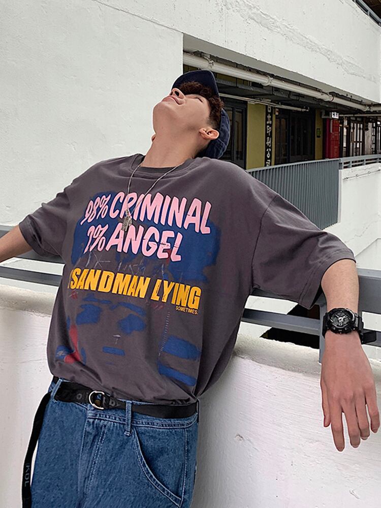 全2色 Tシャツ カットソー プリント カジュアル シンプル