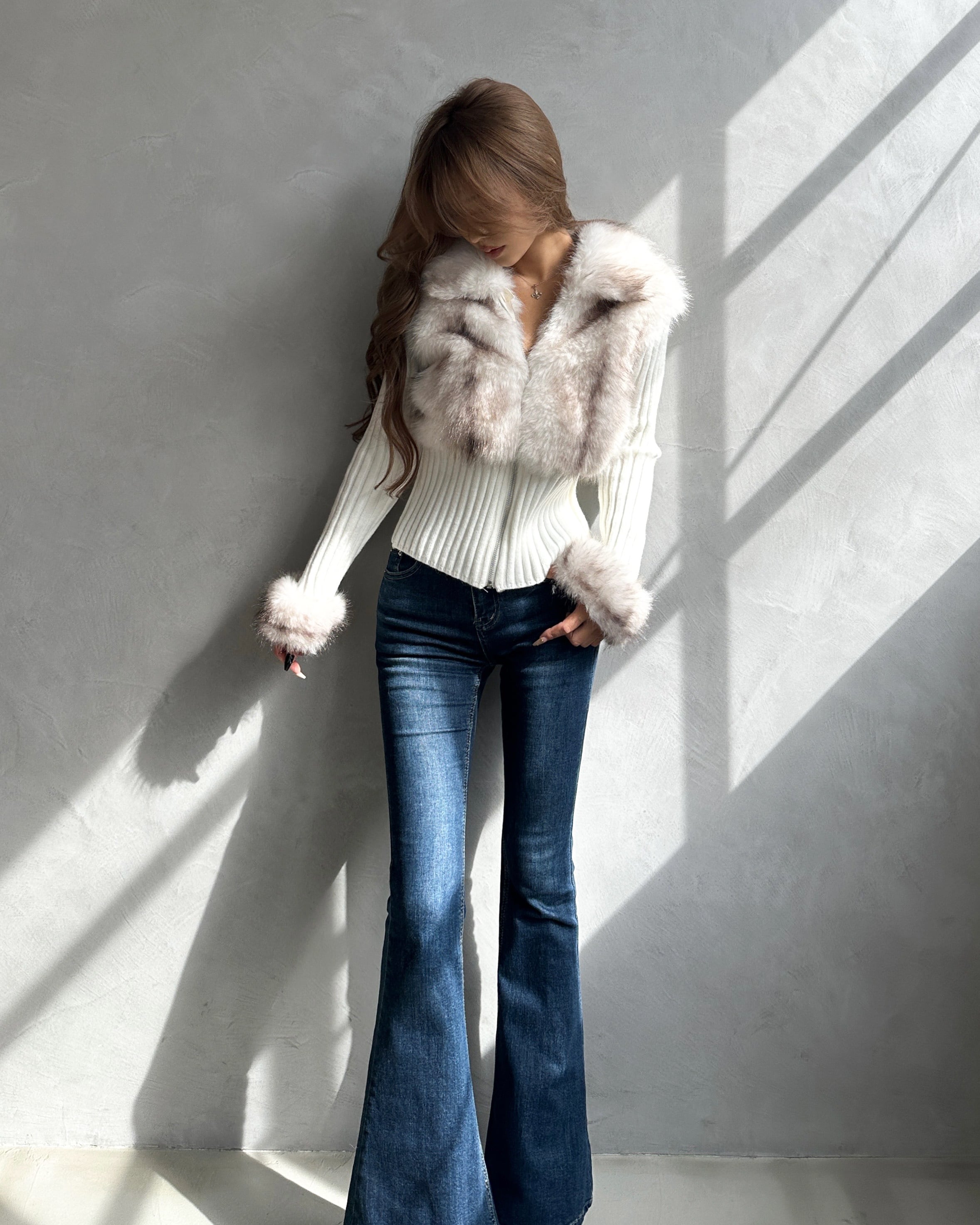 GIENGE ジーアング 即納/インディゴブルー】SU high-waist flare denim | GIENGE