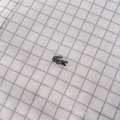 LACOSTE ラコステ SLIM FIT チェック 鹿の子 半袖シャツ サイズ FR 5 US L/ラコステジャパン/シルバーワニ/メンズ/ホワイト×水色系