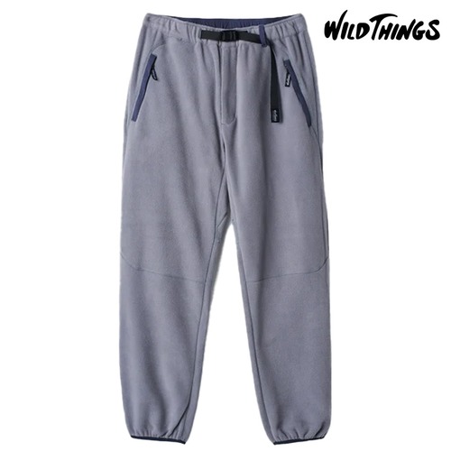 WILD THINGS ワイルドシングス バルキーフリースパンツ BULKY FLEECE PANTS メンズ イージーパンツ リラックスフィット ストレートパンツ ウェビングベルト 配色 切り替え GRAY