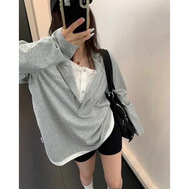 double-neck layered long tee　ダブルネックレイヤードロングティー　J2143
