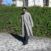 山内(ヤマウチ) ネップシルクウール・ダブルロングコート コーディネート