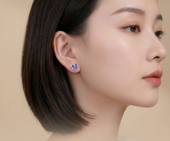 18K RGP プラチナ ダイヤ CZ フラワー ピアス yp5055 | Rainbow Rabbit