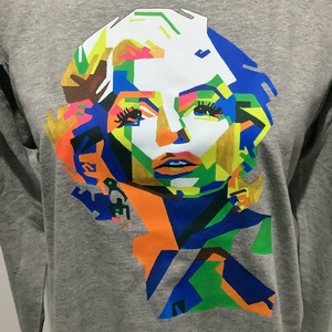 Vivid woman( 鮮やかな女性 ) 袖タックロングTシャツ 杢グレー